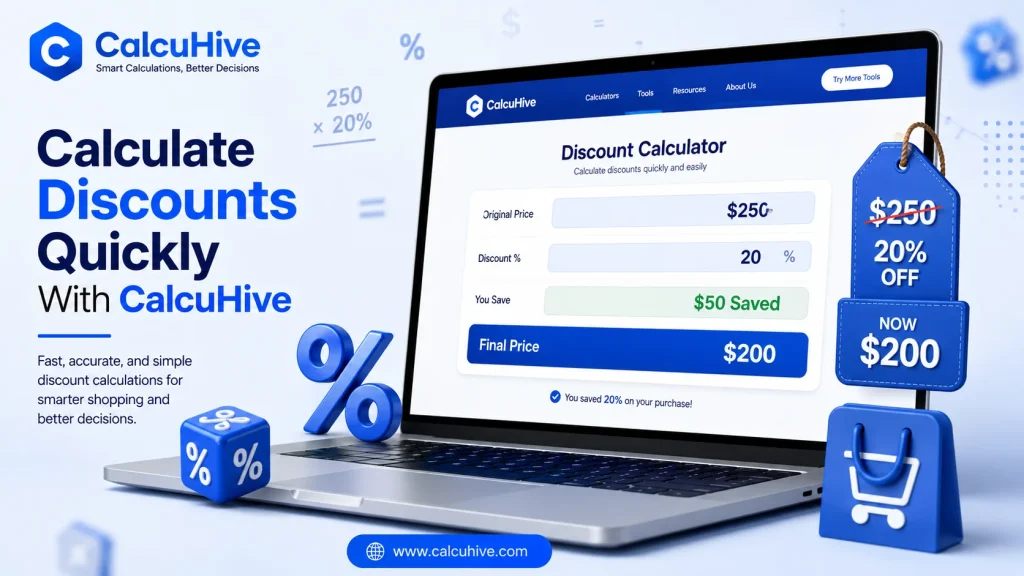 CalcuHive discount calculator for calculating savings and final sale price