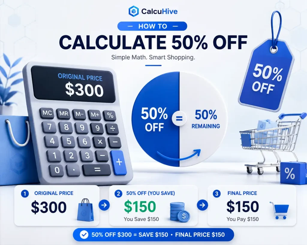 How to calculate 50% off and find the final sale price