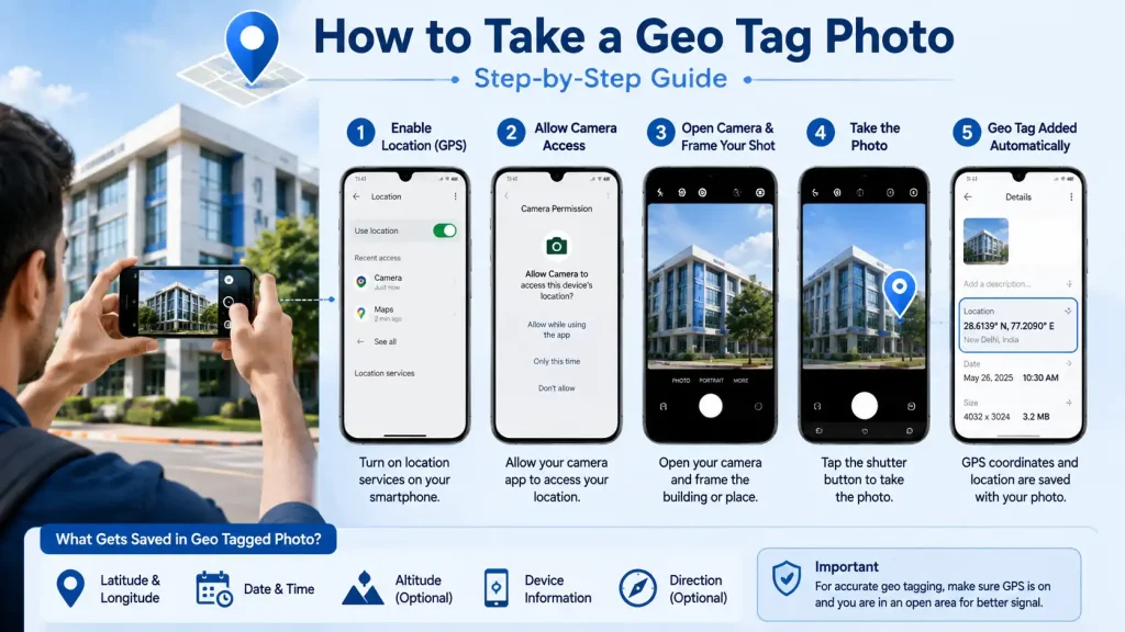 How to take a geo tag photo using smartphone GPS location
