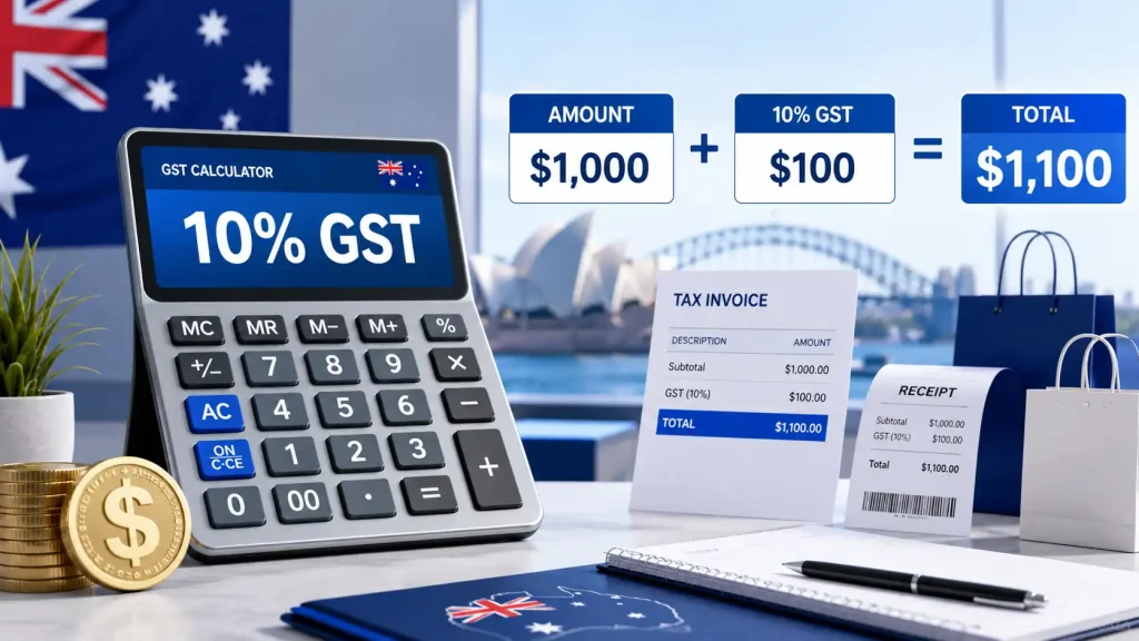GST calculator showing how to add 10% GST to a price in Australia
