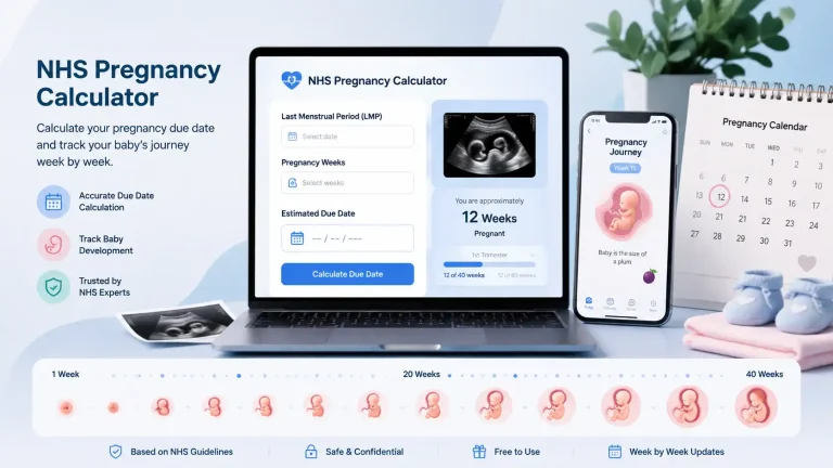 NHS pregnancy calculator showing pregnancy weeks and estimated due date