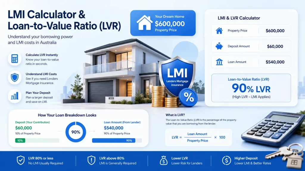 LMI calculator showing loan-to-value ratio and lenders mortgage insurance