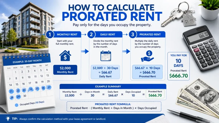 How to calculate prorated rent calculator using monthly rent, daily rent, and days occupied