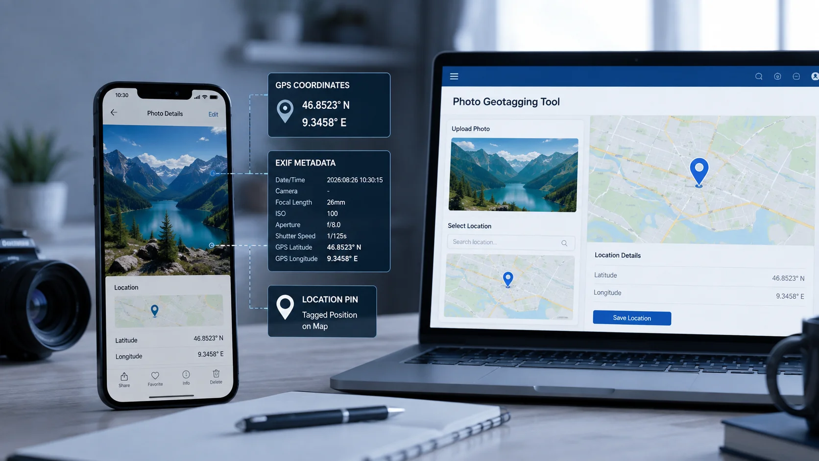 Adding and removing GPS location data from photos online