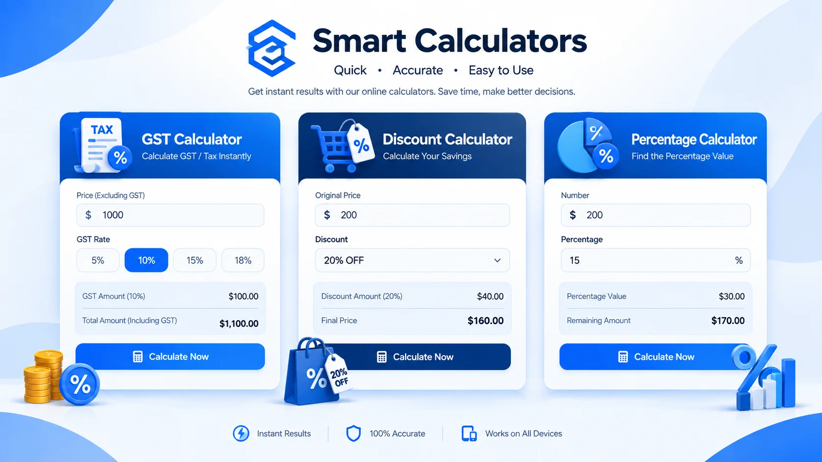 GST vs discount vs percentage calculator