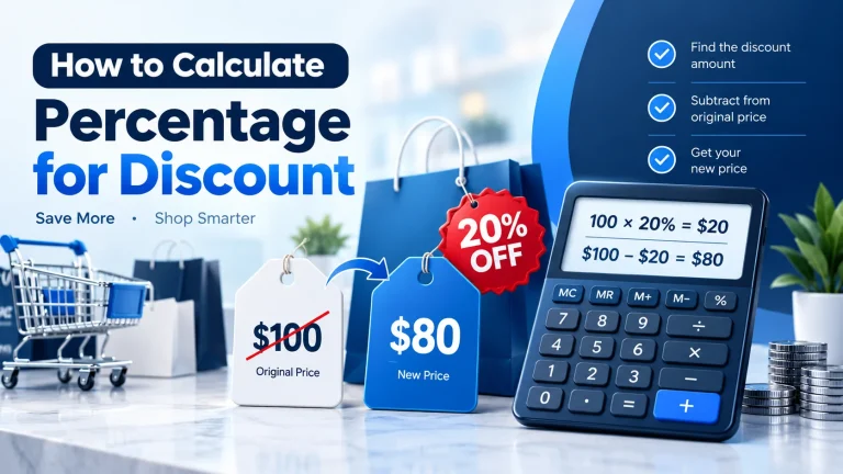 How to calculate percentage for discount with a $100 price and 20% discount example