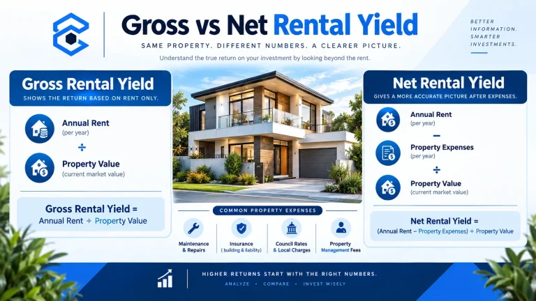 Gross vs net rental yield comparison showing rental income and property expenses