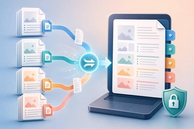 Online PDF merging with document privacy and security considerations