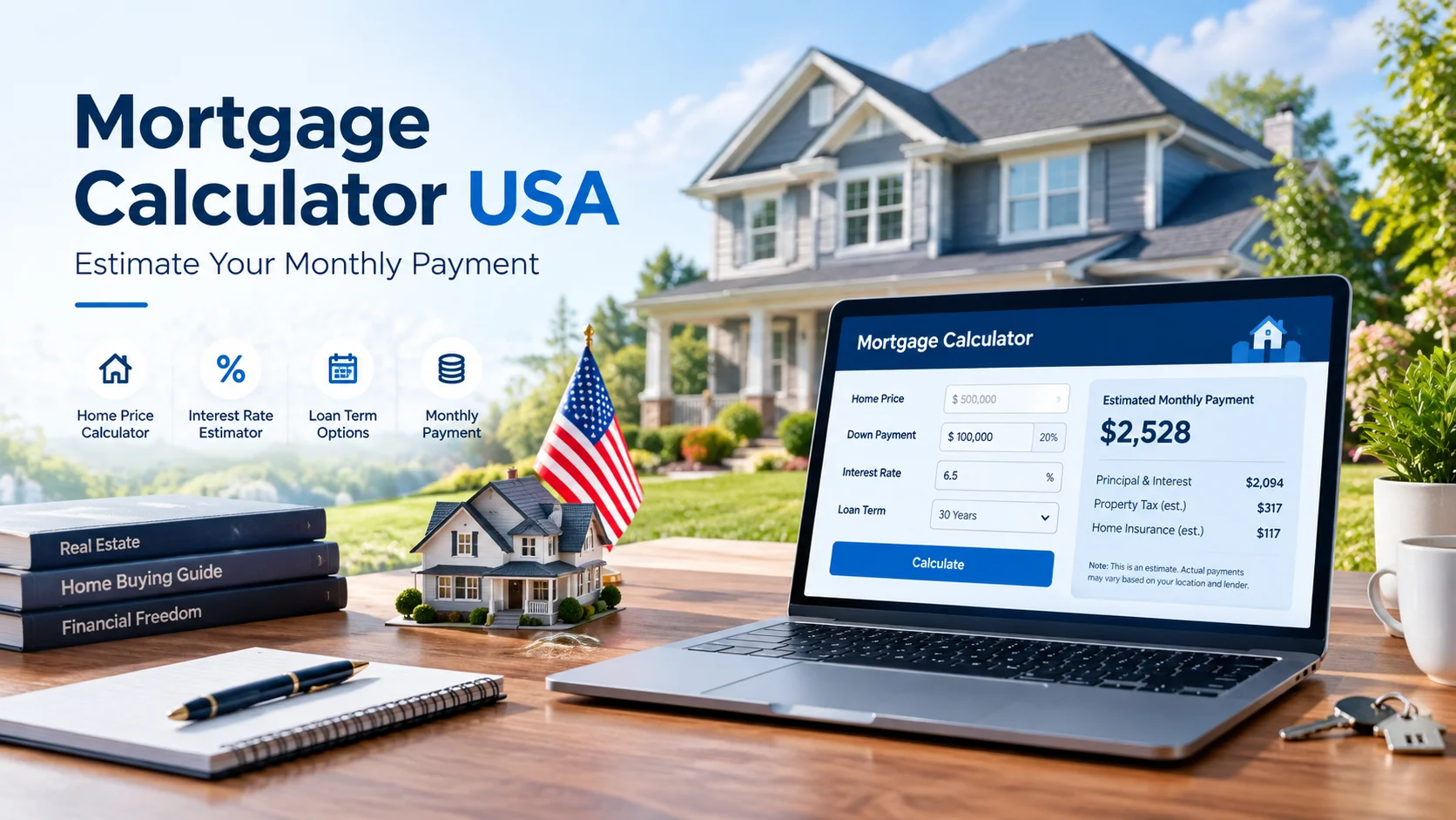 Mortgage calculator USA comparing regular and extra mortgage payments to reduce loan interest