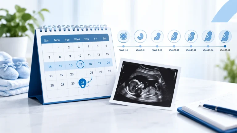 Pregnancy due date calculation using a 40-week pregnancy calendar