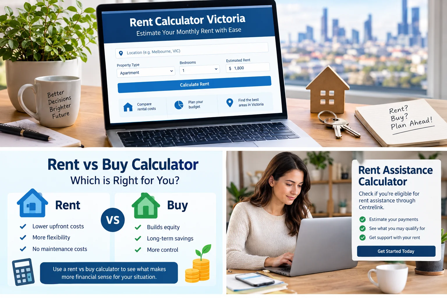 Victoria rental budget showing rent, bond, utilities and yearly housing costs